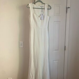 NEW Dress The Population Womens Monroe Side Slit Gown Off White Medium Formal